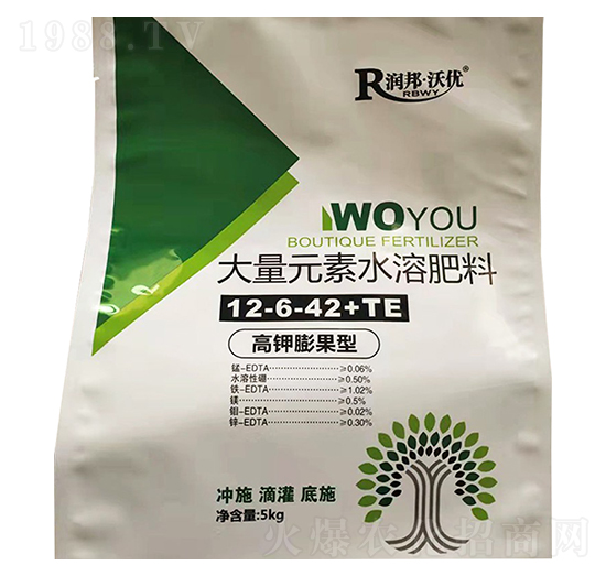高鉀膨果型大量元素水溶肥料12-6-42+TE-潤邦·沃優(yōu)-華潤榮邦